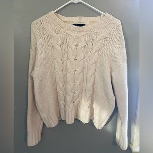American Eagle Cream Cable Knit Chenille Sweater
